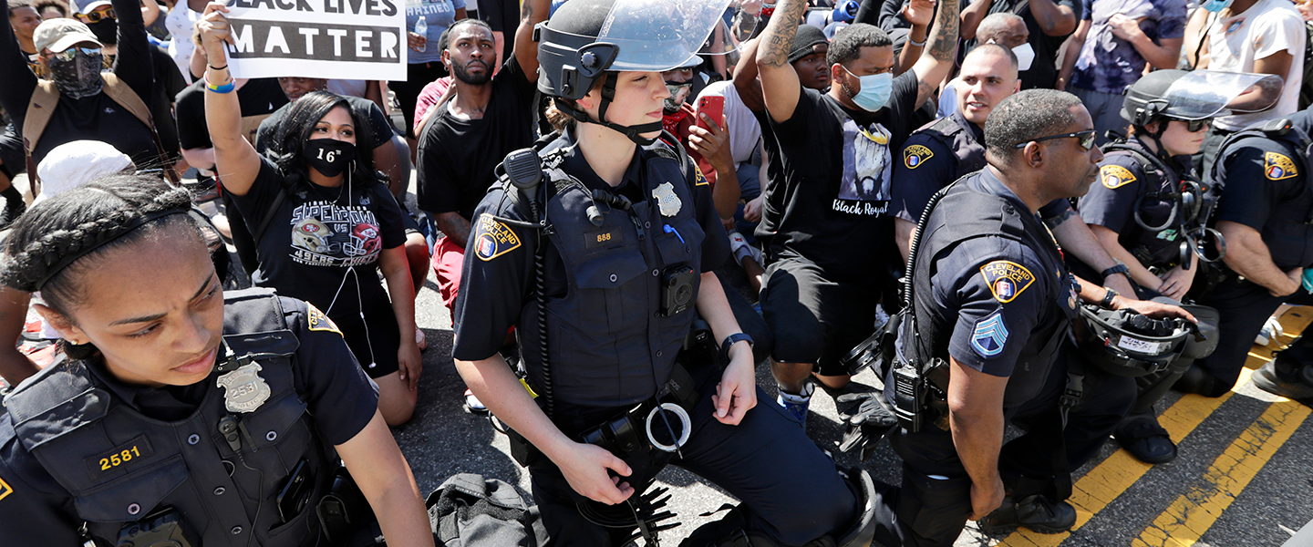 police kneel during Black Lives Matter protest