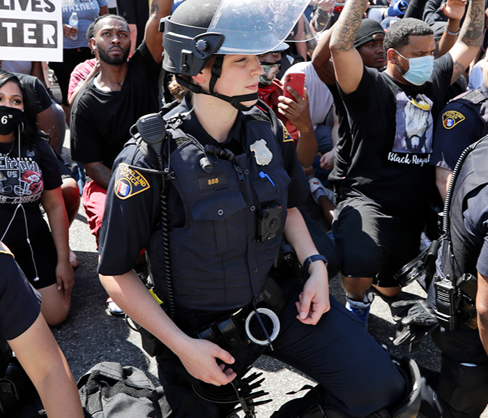 police kneel during Black Lives Matter protest